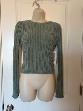 HYFVE Ribbed Crewneck Sweater in Sage Green